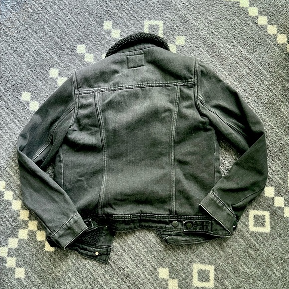 Black Denim Sherpa Jacket sz s - Picture 4 of 4